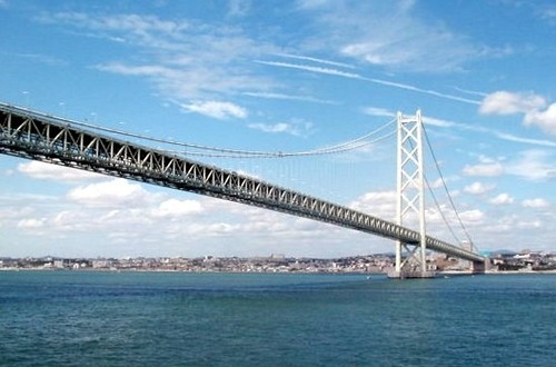Comment s'appelle ce pont suspendu au Japon ayant une portée de 1 991 mètres ?
