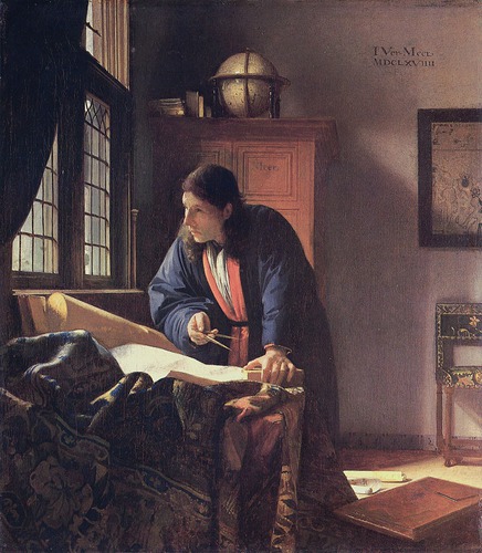 Terminé en 1668, ce tableau de Vermeer dépeint :