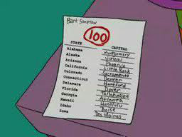 Combien de fois Bart a-t-il eu un A ou 100/100 comme note ?