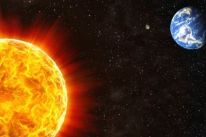 Odległość Słońca od Ziemi to około :