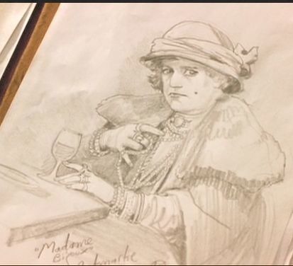 Jack montre un de ses premiers dessins à Rose. La dame sur le dessin se prénomme "Madame Bibelots".