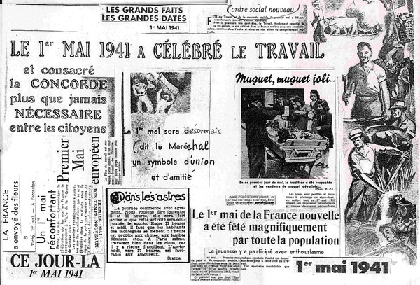 1er mai....En France le 1er mai est institué par la loi "jour férié, fête du travail et de la concorde sociale".