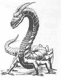 Quel est le nom du reptilien, proche du dragon, sans ailes et pourvu de 12 pattes courtes ?