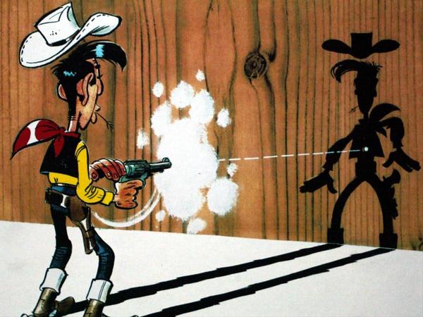 Quelle BD mets en scène un cowboy qui tire plus vite que son ombre ?