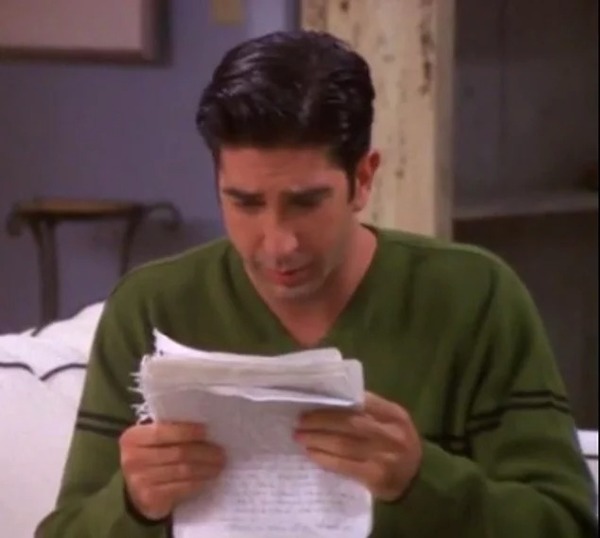 Rachel'ın Ross'a yazdığı mektup arkalı önlü kaç sayfaydı?