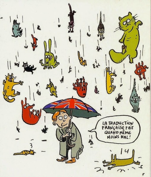 Quelle expression française traduit le mieux : "It's raining cats and dogs" ?