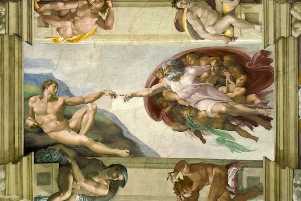 Cette fresque de Michel-Ange au musée du Vatican nous montre....