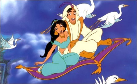 Citez l'ordre des pays où voyagent Aladdin et Jasmine dans "Ce rêve bleu" :