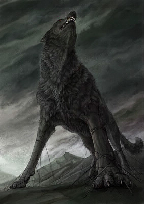 Dans la mythologie nordique, comment s'appelle le loup gigantesque fils de Loki et de la géante Angrboda ?