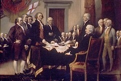 Ce tableau représente la signature, le 4 juillet 1776, de la Déclaration _____ des Etats-Unis.