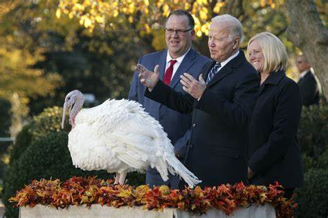 What animal does Joe Biden who is the current president of the USA pardon in front of the White House at Thanksgiving ?