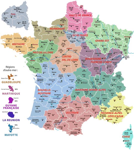Combien de régions est constituée la France ? (métropolitaines et ultra-marines)