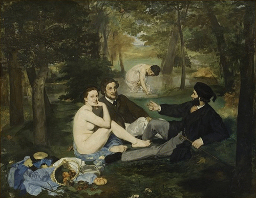 Le tableau de Manet "Le bain" est exposé en 1863 :