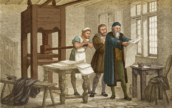 Quelle année marque la création de l’imprimerie par Gutenberg ?