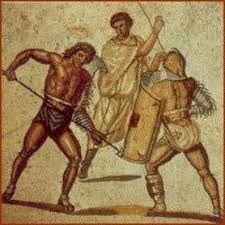 Quelle était la couleur de la tunique des arbitres des combats de gladiateurs ?