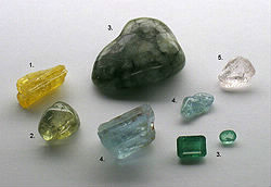 Les couleurs de cette pierre sont variées mais restent dans les tons vert jaune. Ses qualités transparentes font qu'elle est utilisée pour la joaillerie.