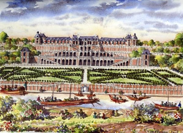 Les jardins en pente, dont s’inspirent les terrasses du Château-Neuf de Saint-Germain-en-Laye, sont d’origine :