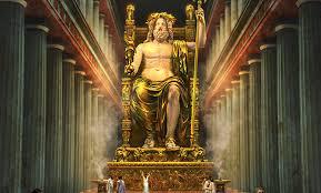En quelle matière était construite la statue de Zeus à Olympie ?