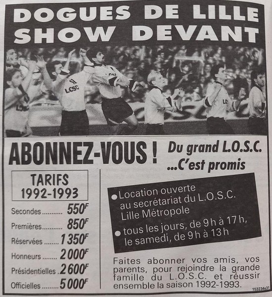 "Show devant !" promet une campagne publicitaire lors de l'été 92. En 38 matches, combien de buts le LOSC marque-t-il en 92/93 ?