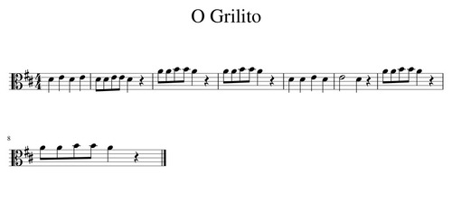 Quais são as figuras rítmicas presentes na peça "O Grilito"?