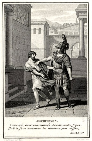 Dans cette pièce de Molière inspirée de celle de Plaute, auteur latin, nous trouvons des personnages mythologiques devenus familiers. Le maitre se nomme Amphitryon, et son valet...