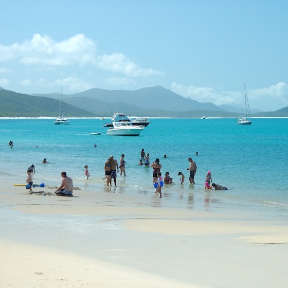 La plage Whitehaven de l’île Whitsunday en Australie est l’une des plages les plus chaudes au monde en raison de son sable luminescent.