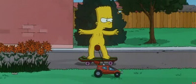 Dans les Simpson le film, pourquoi voit-on Bart tout nu dans la rue ?