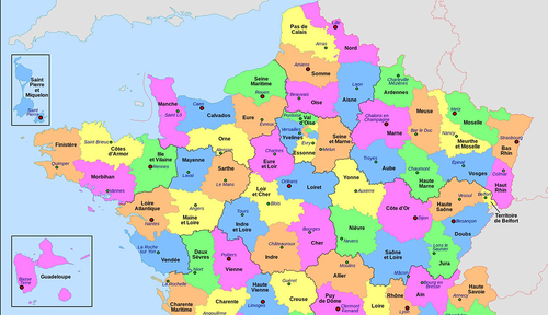 Combien la France compte de départements, en incluant les départements et régions d'outre-mer ?