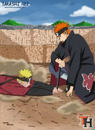 Quel est l'épisode où Naruto se fait transpercer le corps avec les barres de fer de Pain ?