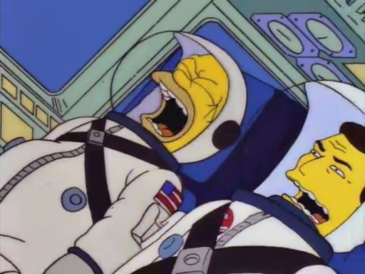 Lors de son voyage dans l'Espace, qu'est-ce qu'Homer a ouvert dans la fusée ?