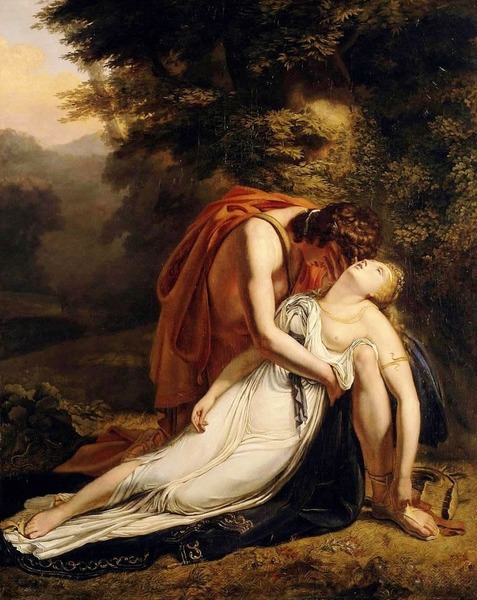 Épouse fidèle d'Orphée, elle est mordue par un serpent et meurt. Inconsolable, Orphée entonne une complainte. Émus, les dieux lui accordent de descendre jusqu'aux Enfers pour la sauver.