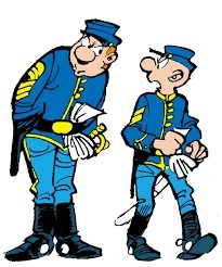 Quel sergent est inséparable de Blutch dans la BD "Les Tuniques bleues" ?