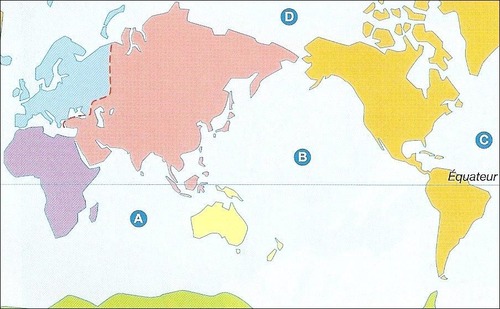 Quel continent est représenté en violet ?