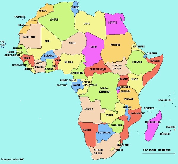 Lequel de ces pays n'est pas situé en Afrique ?