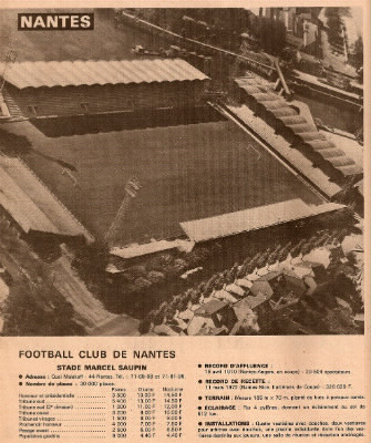 Pour le déroulement des rencontres de football, en D1 à l'époque, sur quelle commune le stade Marcel saupin précédait le stade de La Beaujoire ?