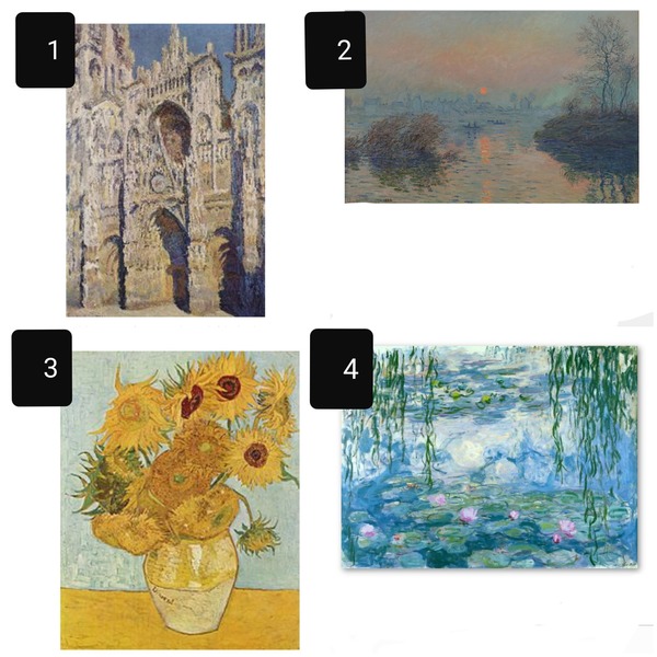Parmi ces tableaux, lequel n'a pas été peint par le même artiste que les 3 autres ?