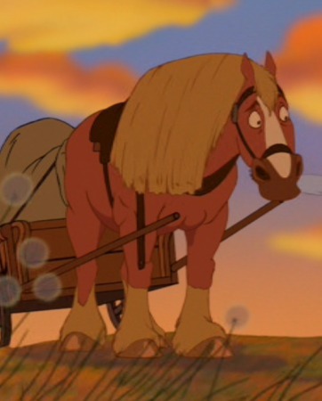 Comment s'appelle le cheval du père de Belle ?