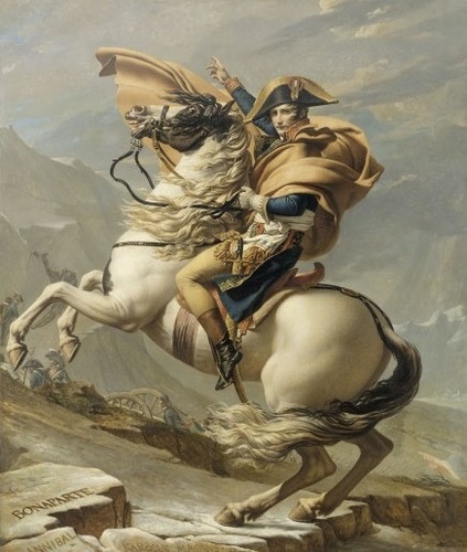 Dans le tableau,"Bonaparte franchissant les Alpes", le peintre David a :