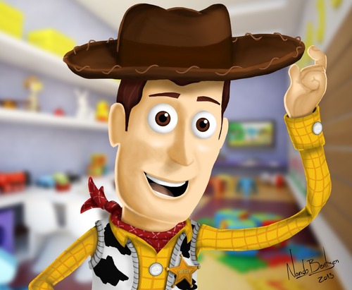 Dans Toy Story, sous quel pied de Woody est inscrit "Andy" ?