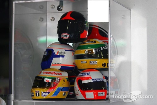 To celebrate how many years in F1, McLaren has released this series of helmets?