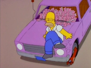 Dans un épisode, Homer doit récupérer sa voiture que Barney a laissé aux pieds....