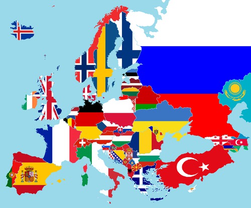 Drapeaux des pays et des îles d'Europe