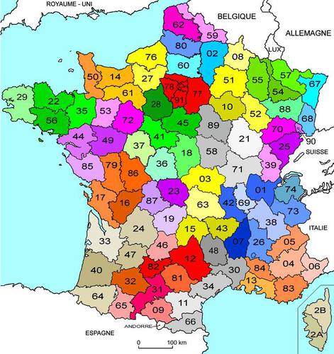 Les numéros des départements français