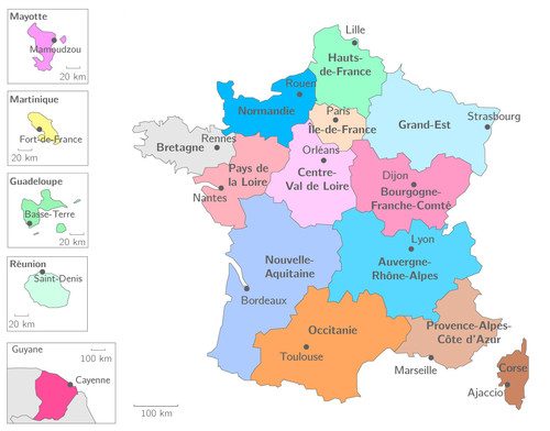 Les chefs-lieu des régions de France