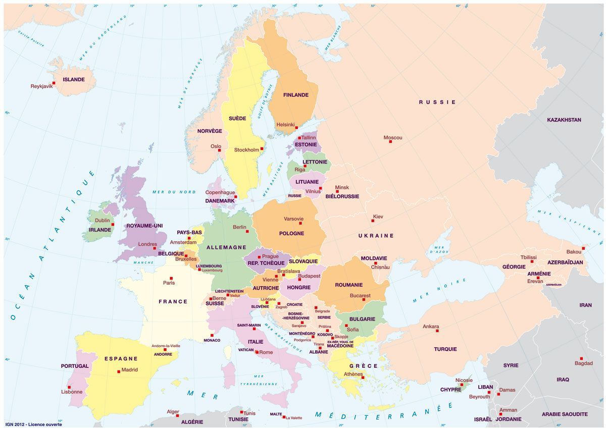 Европа d. Carte Europe. Carte d'Europe. La carte d Europe. Pays d'Europe.